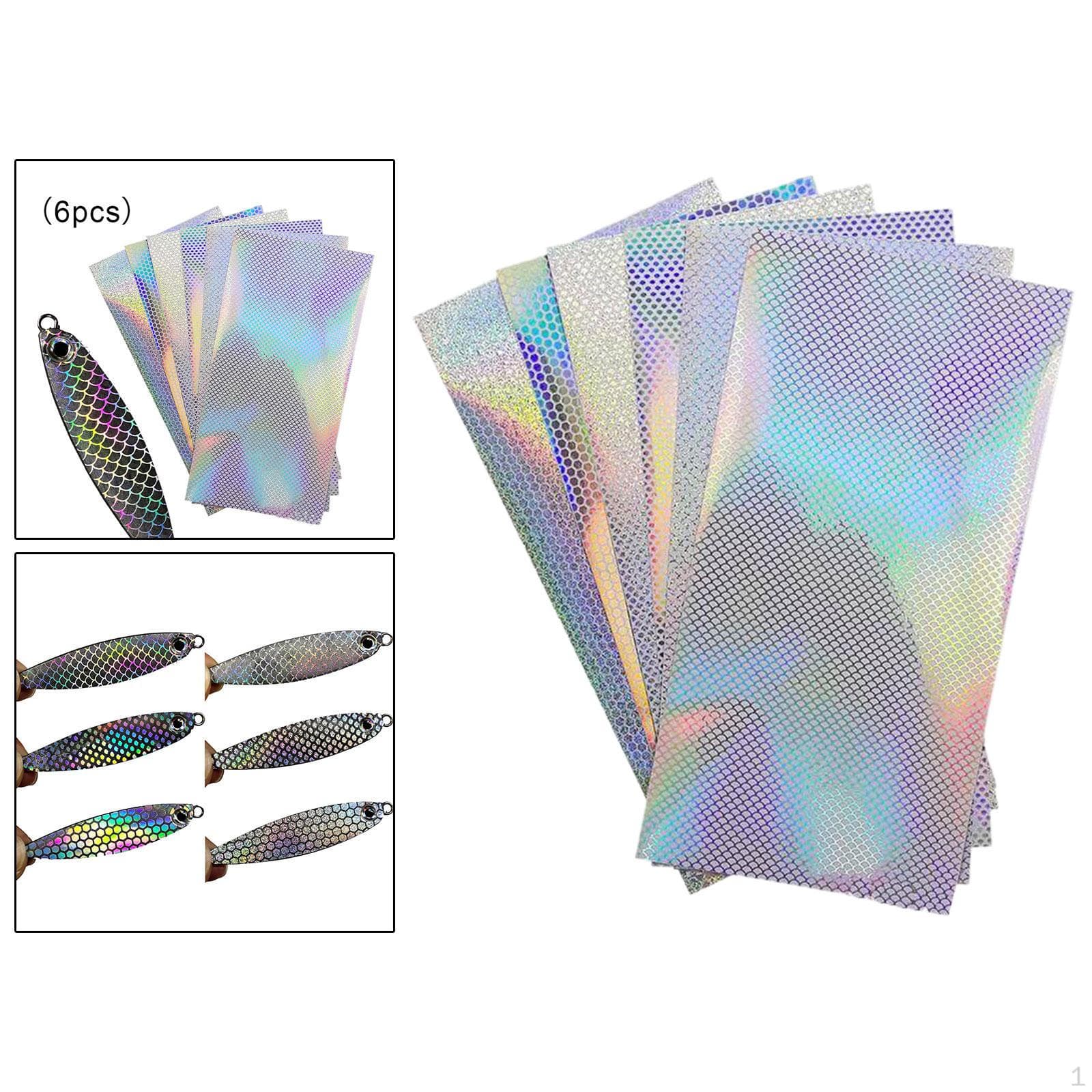 Holografisk Fiskesluk Klistremerke, 6 stk Fiskeskjell Tape Håndverk DIY Blinkende Sluk for Metall