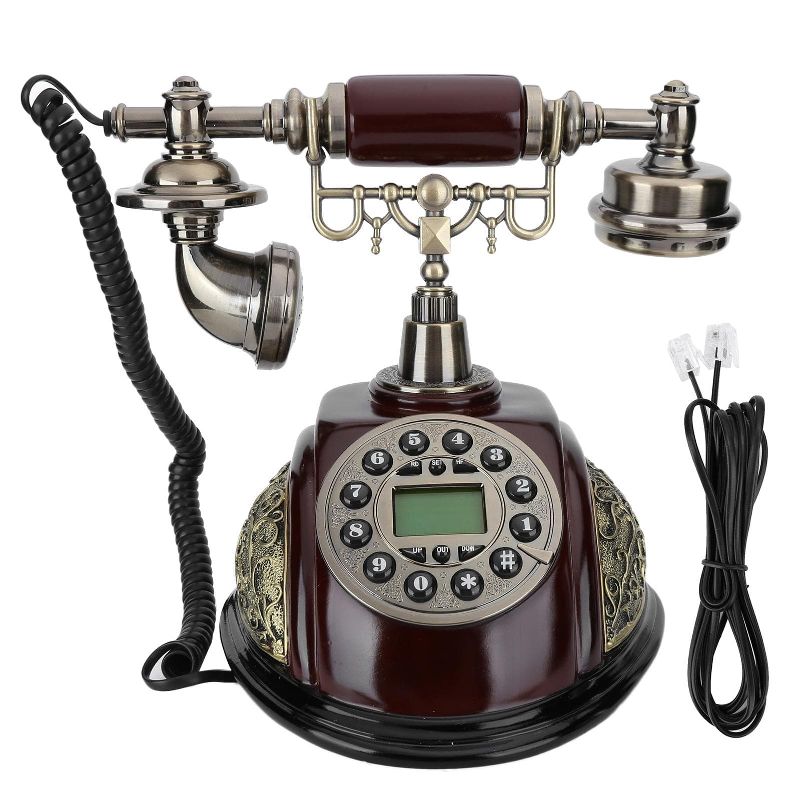 CTN8028 Retrostil Trykk Dreieskive Bordtelefon Enkeltlinje Ledningstelefon Hjemmekontor