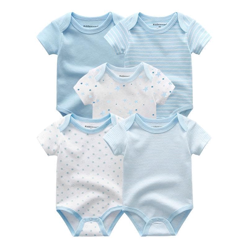 Nyfødt baby gutteklær Kiddiezoom bomull O-hals Kortermet Babybody og Jumpsuits Klær cm