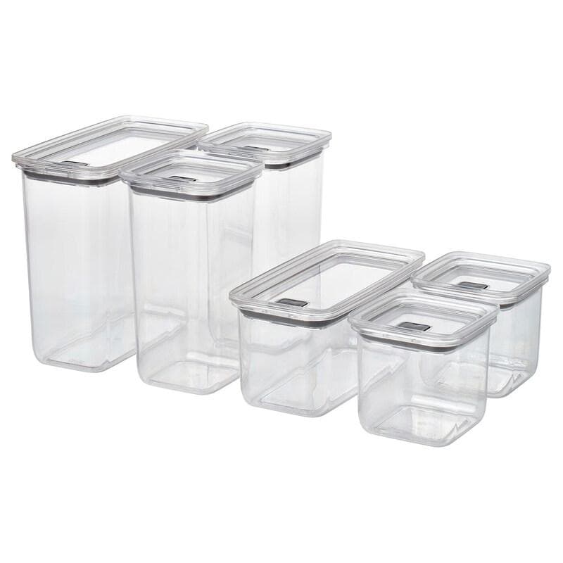 IKEA KULLAVIPA tørrmatoppbevaringsglass med lokk, sett med 6 deler