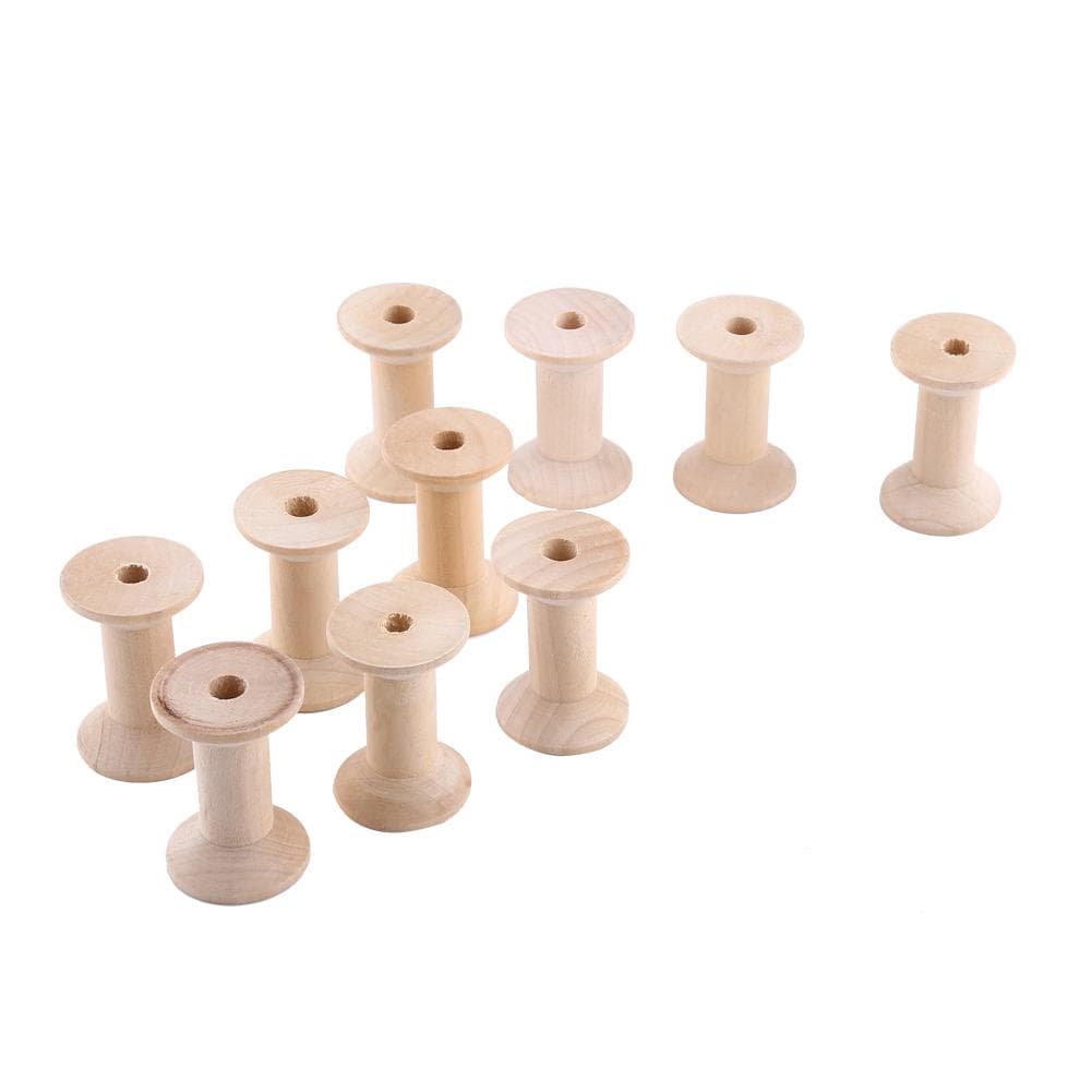 10stk Tomme Trådsneller Naturlig Tre Farge 47mm x31mm