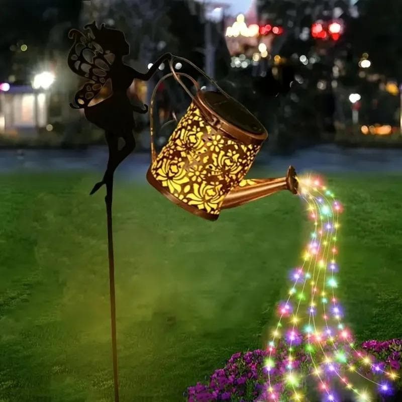 LED Eventyr Solcelle Vannkanne Lys Hengende Kjele Lanterne Lys Utendørs Vanntett Ute Sti Plen Hage Hagedekorasjon Lampe
