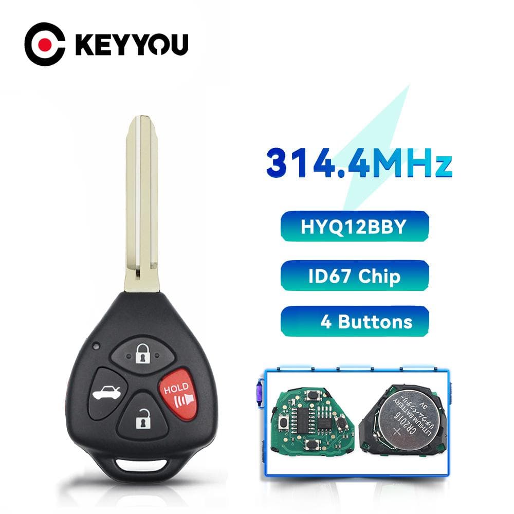 KEYYOU fjernkontroll for Toyota Camry Avalon Corolla Matrix RAV4 4 knapper ASK HyQ12BBY 314,4 Mhz ID 67 Chip