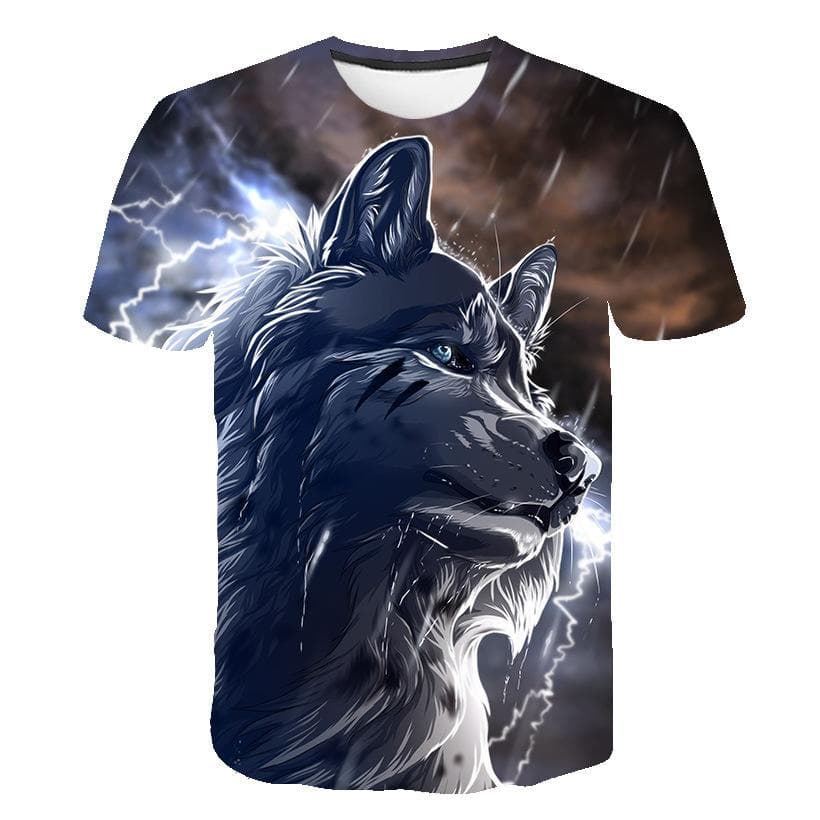Herre løs kortermet T-skjorte 3D Wolf Digital Printing Top Man Oversize T-skjorter cm