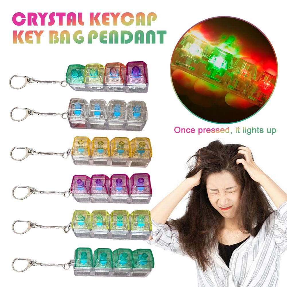 Fargerike Fidget-leker med Tastatur for Voksne Barn, 4-knappers Pastell Tastatur Klikker Nøkkelring med LED-lys for Stresslindring på Jobb