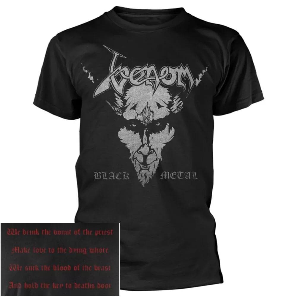 100% bomull TOPPER UNISEX T-SKJORTER HERRE DAME Venom Black Metal Skjorte Offisiell Rockeband T-skjorte T-skjorte cm Svart