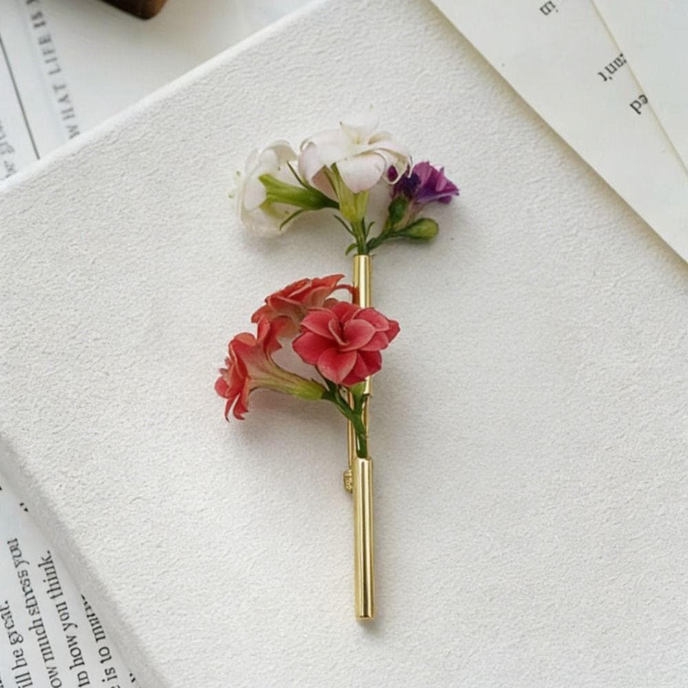 Fransk Stil Blomster Settbar Brosje Elegant Bukett Blomsterholder Brosje Fest sølv