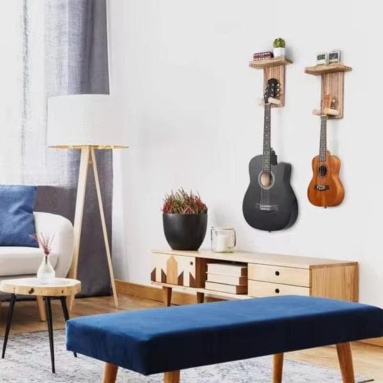 Gitar Veggfeste Henger Hylle Plekterholder Tre Krok Elektrisk Gitar Utstillingsstativ Personlig Gitar Dekorasjon