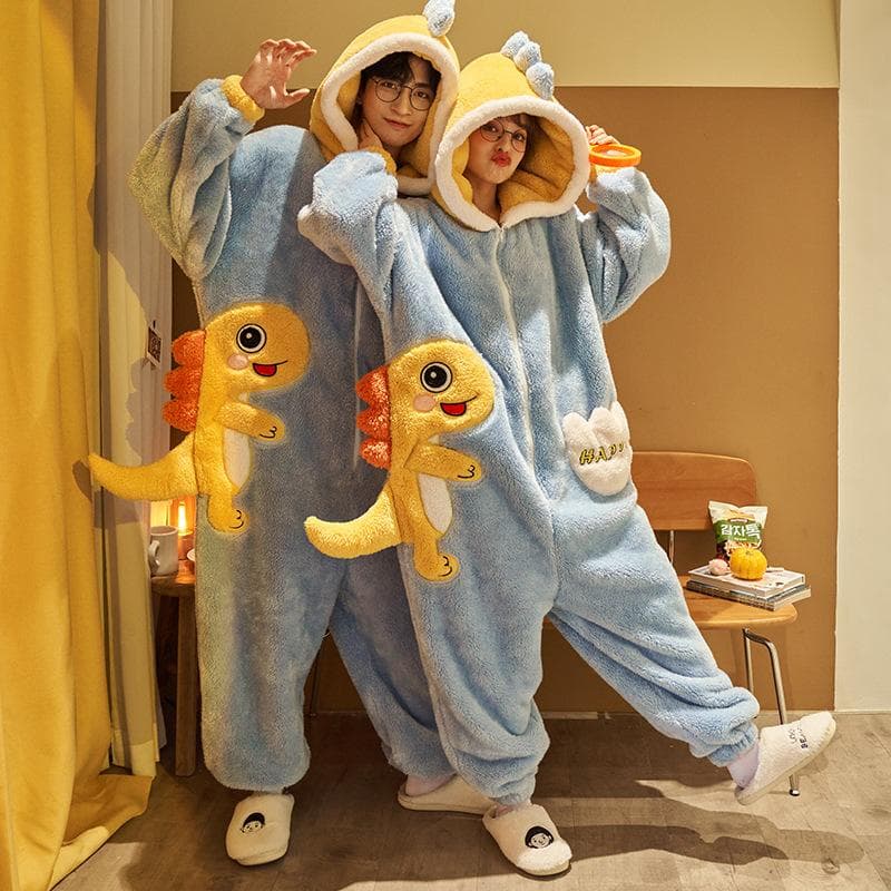 Kigurumis kenguru Kvinner Menn Pyjamas Vinter Varmt Nattøy Par Pyjamas Onesie Tykkere Jumpsuits Søt Tegneserie Onesie Loungewear cm