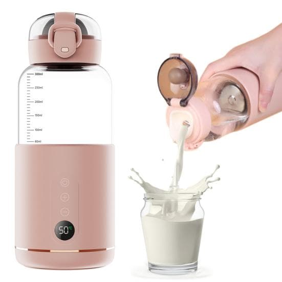 300 ML trådløs flaskevarmer for melkepulver bærbar med temperaturvisning. Blå