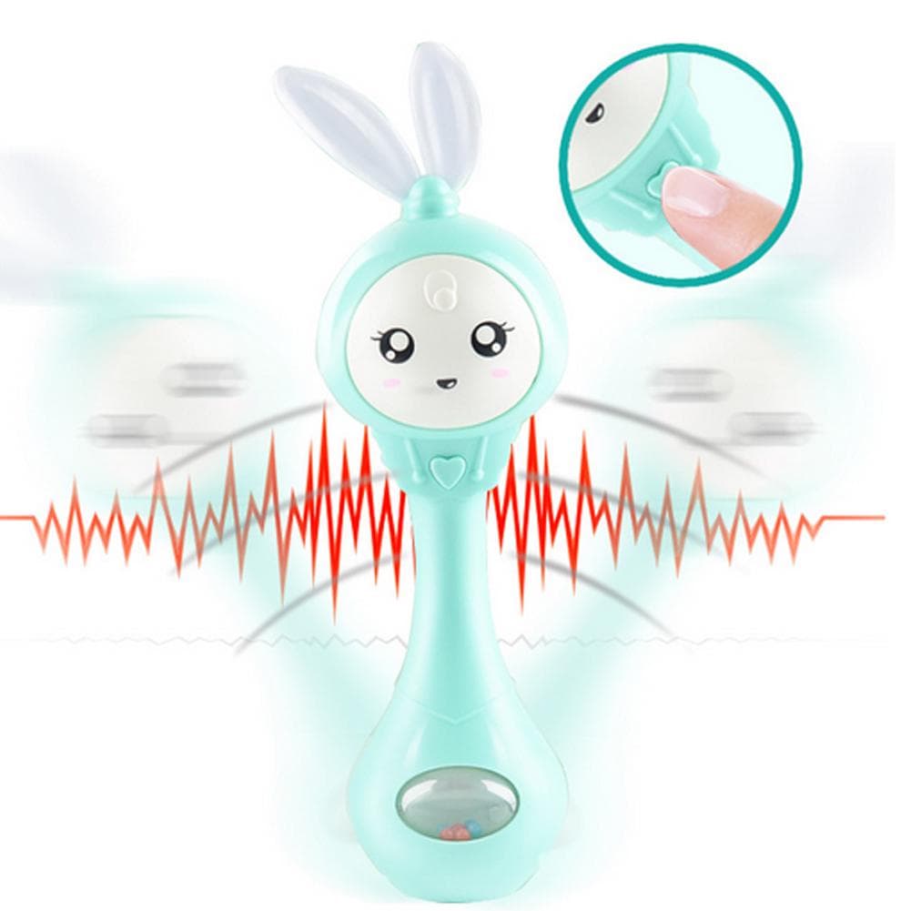 Yousheng Baby Shaking Rattle Hand Cartoon Rabbit Bell med musikk Light Teether Toy Gift Grønn