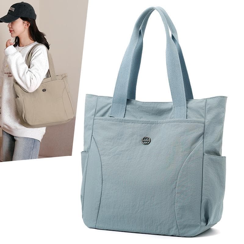 Stor Kapasitet Canvas Tote Bag Pendlerklasse Skulderveske khaki