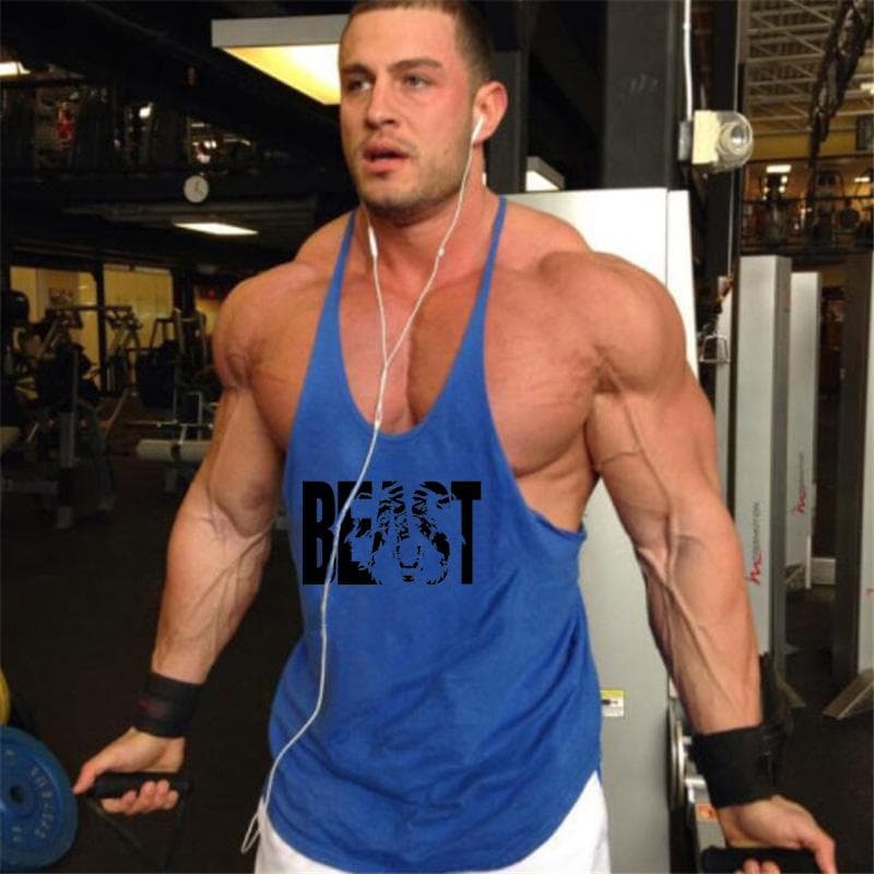 Muscleguys Herre Bodybuilding Fitness Tank Top Racerback Graphic Singlet cm Hvit