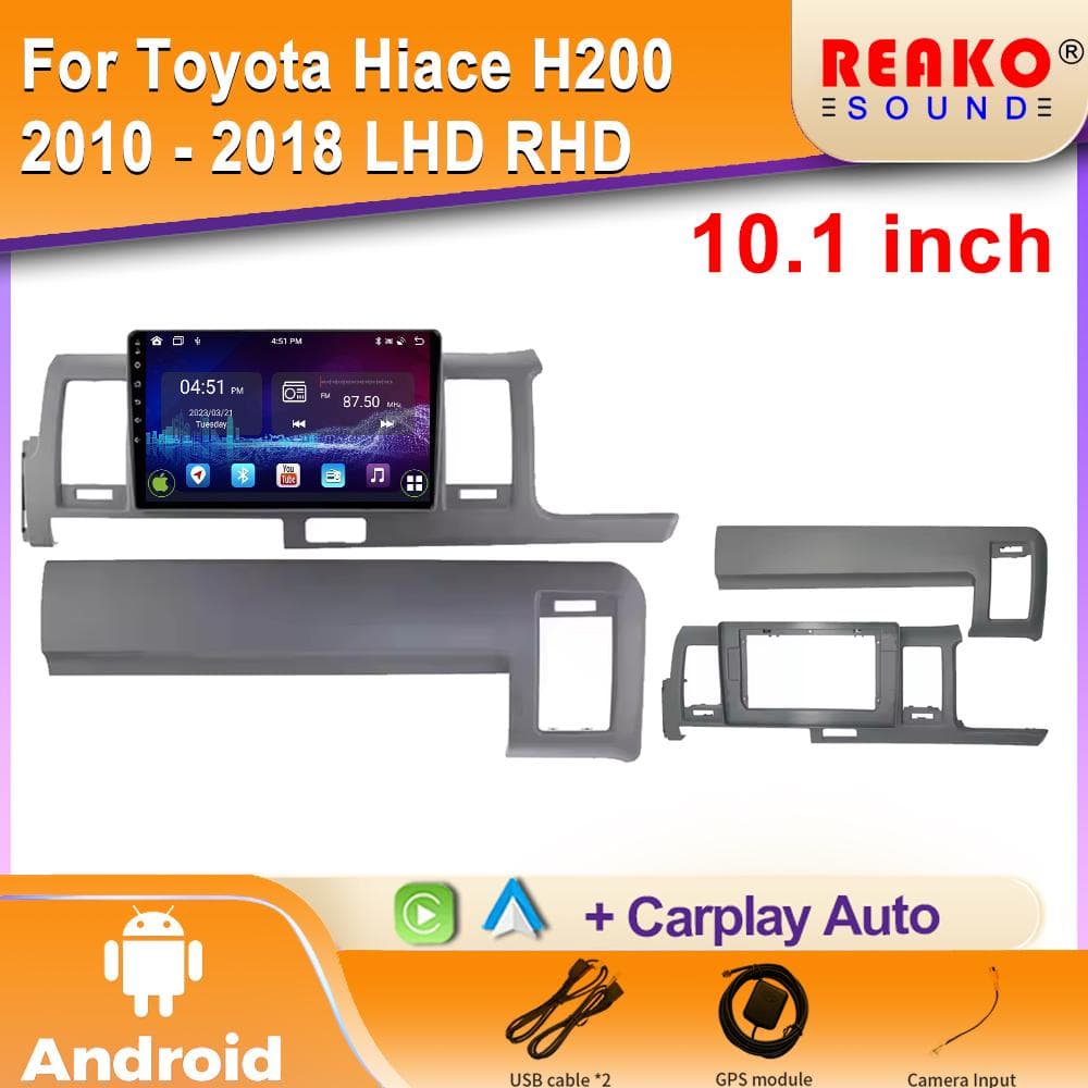 Bilradio For Toyota Hiace H200 2010 - 2018 LHD RHD Carplay Navigasjon GPS Android Auto Miltimedia Spiller Stereo Hovedenhet BT 2din