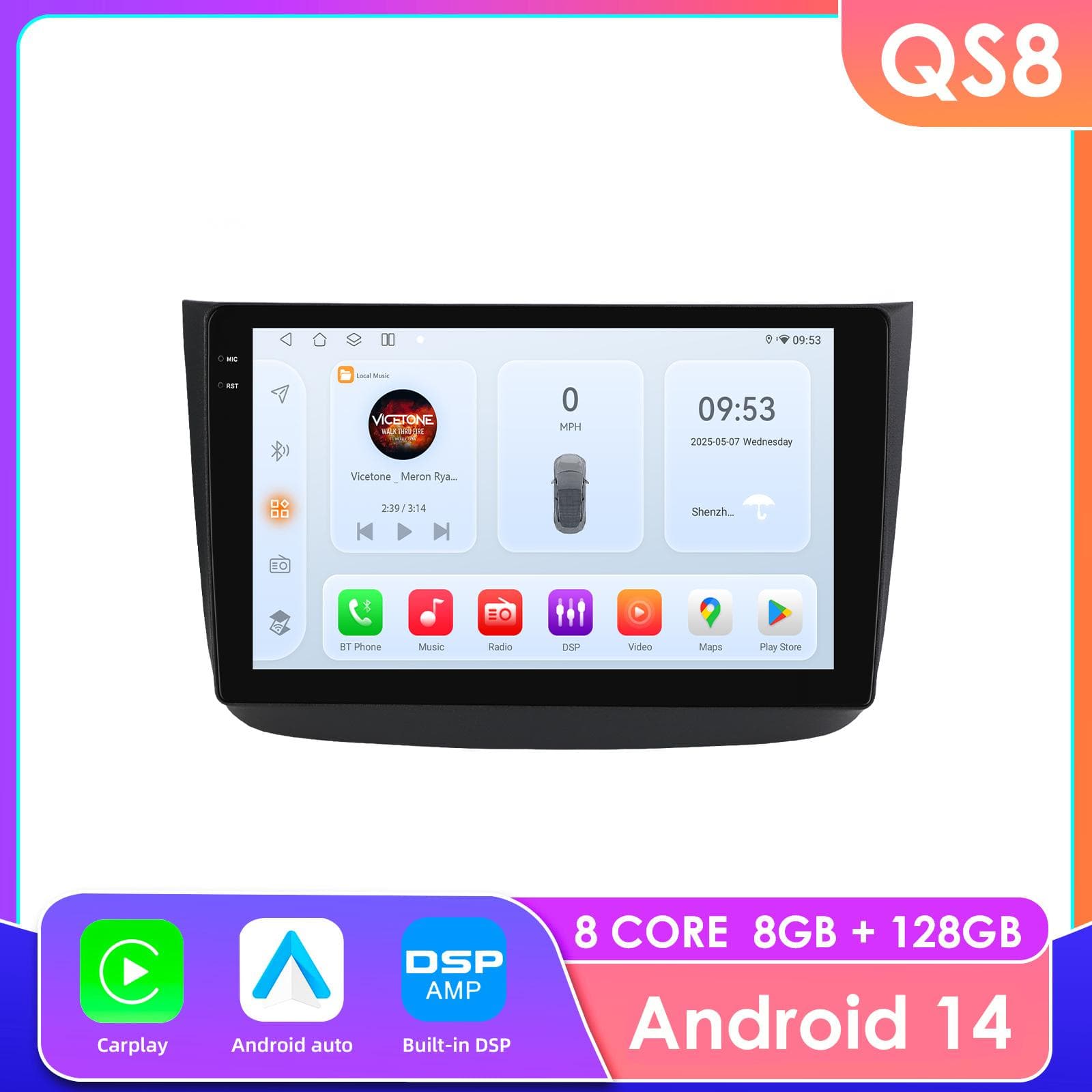 Hizpo Intelligent Screen Snapdragon Carplay Android for Mercedes Benz Vito 2 Viano W639 2003-2015 Videospiller Bilradio Multimedia GPS Bilstereo