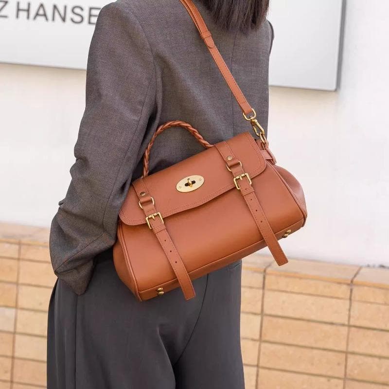 Messengerbag i topplags kuskinn med pendler-tote, klassisk crossbody-veske