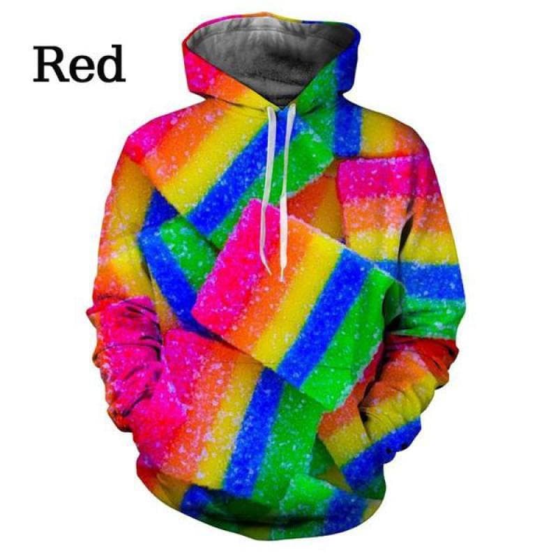 Klassisk søt snackmønster 3D-trykk hettegenser Candy Pullover Everyday Allsidig Sweatshirt Topp cm
