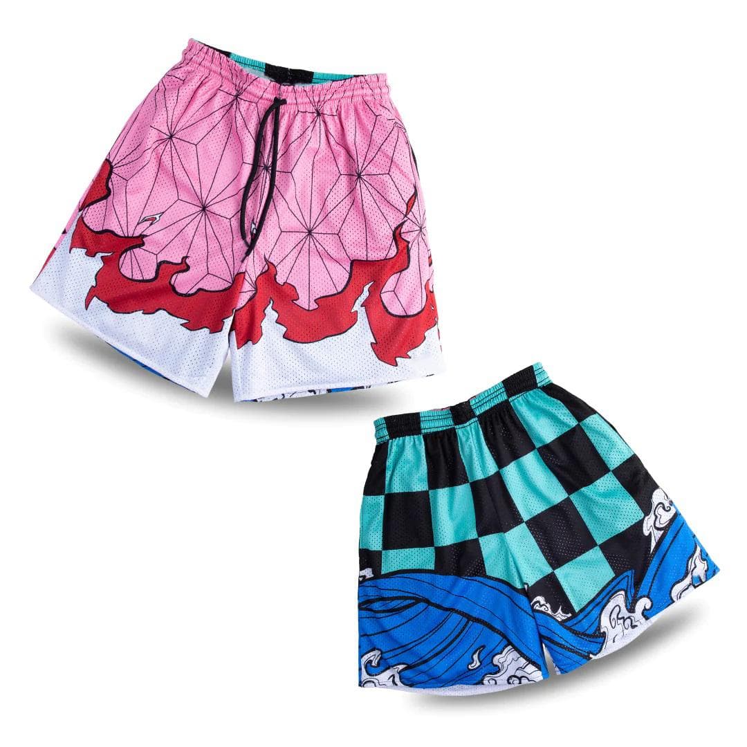 Anime Shorts Menn Kvinner Demon Slayer 3D Print Gym Shorts Hurtigtørrende Uformelle Short Pangts til Fitness Trening Løping Sommer cm