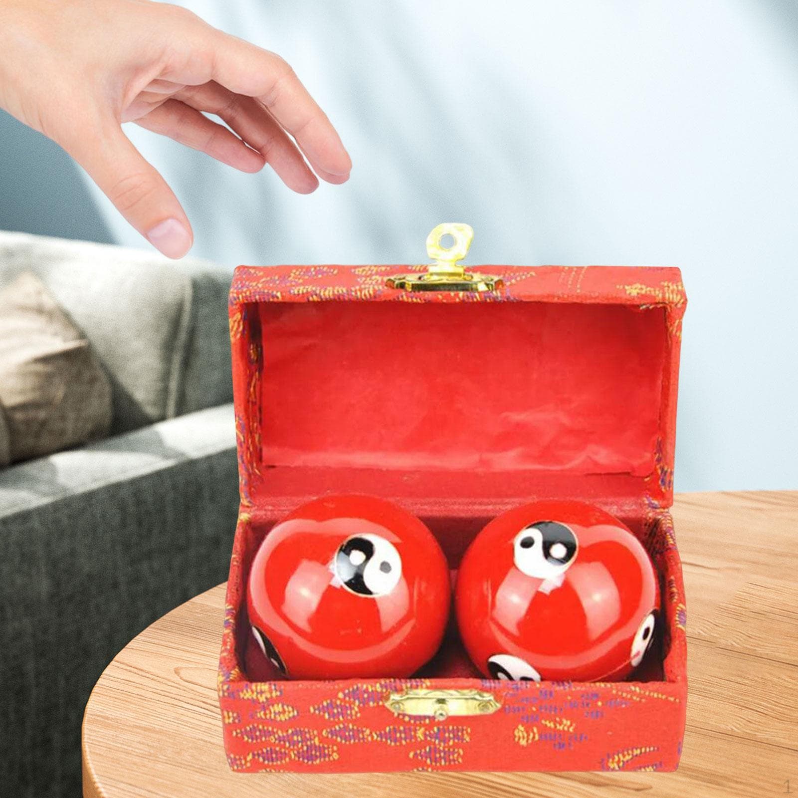 2 stk Håndmassasjeballer Baoding med Oppbevaringsboks Slitesterke Glatte Kinesisk Trening