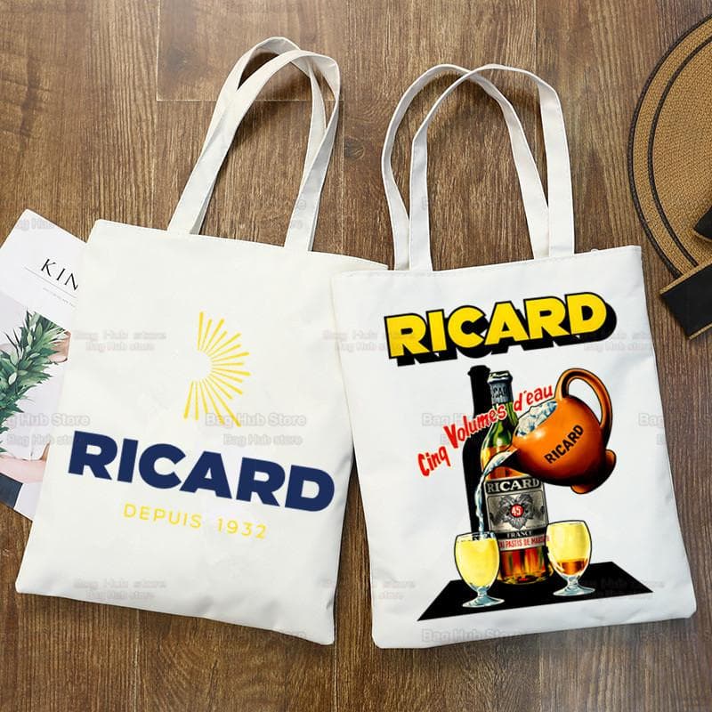 Ricard grafisk tegneserietrykt lerrets skulderveske kvinnelig Harajuku Morsom Stor kapasitet Eco Environmental RICARD Shopper Bag