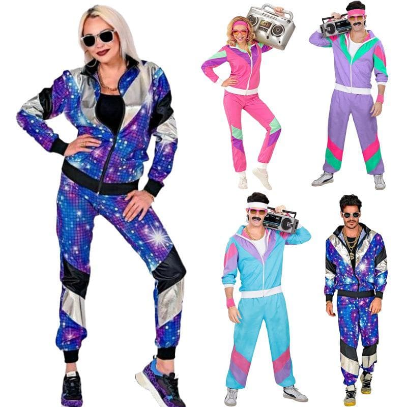 80-talls retro disco og hiphop sportsjakke og -buksekostyme for voksne cm