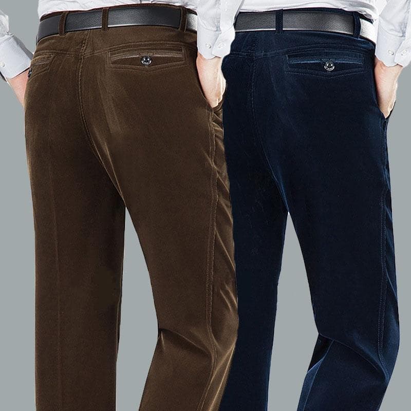 Bukser herre cordfløyelsnor bukser stretch rett bukser casual løs høy midje vintage retro cm khaki