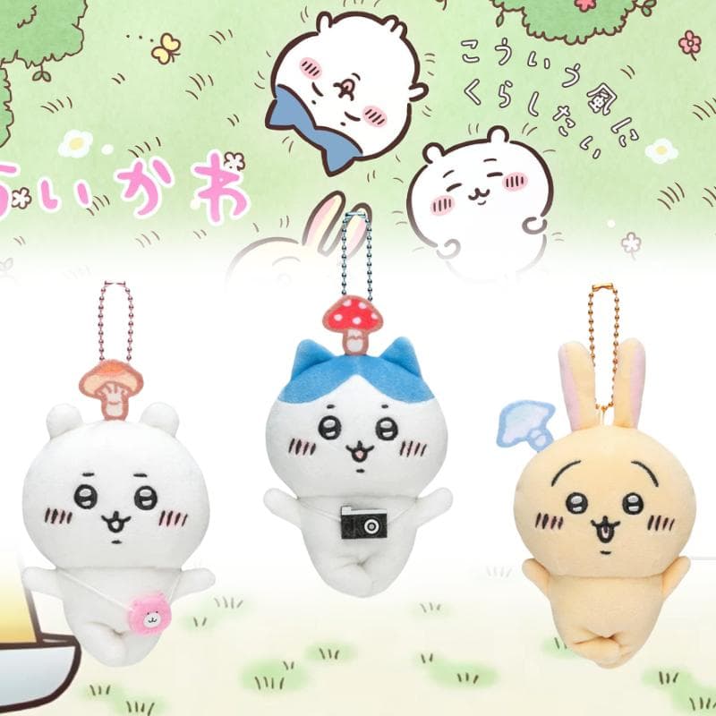 Chiikawa Usagi Hachiware Plysjleke Soppanheng Utstoppet Dukke Nøkkelring Kawaii