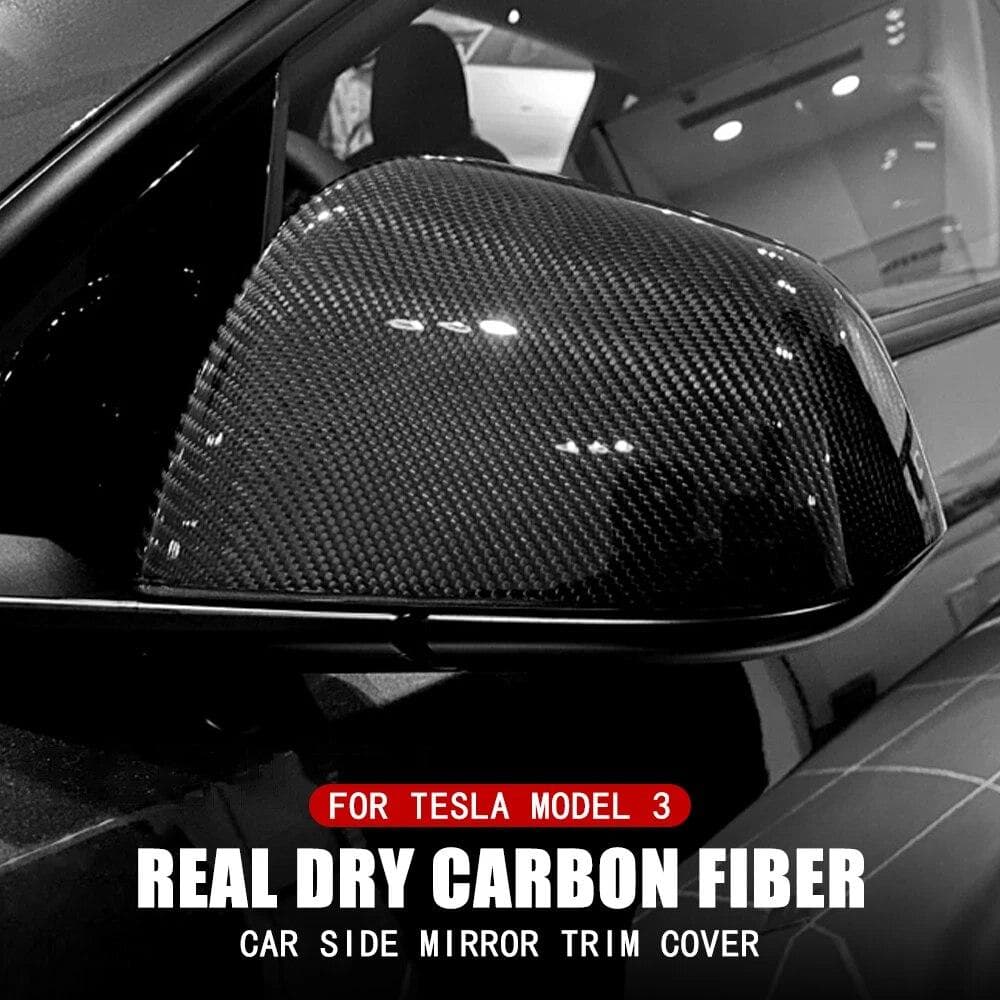 Bildeksel for bakspeil for Tesla Model 3 Y Blank/Matt Karbonfiber Bakspeil Dekorskall Utvendig Tilbehør