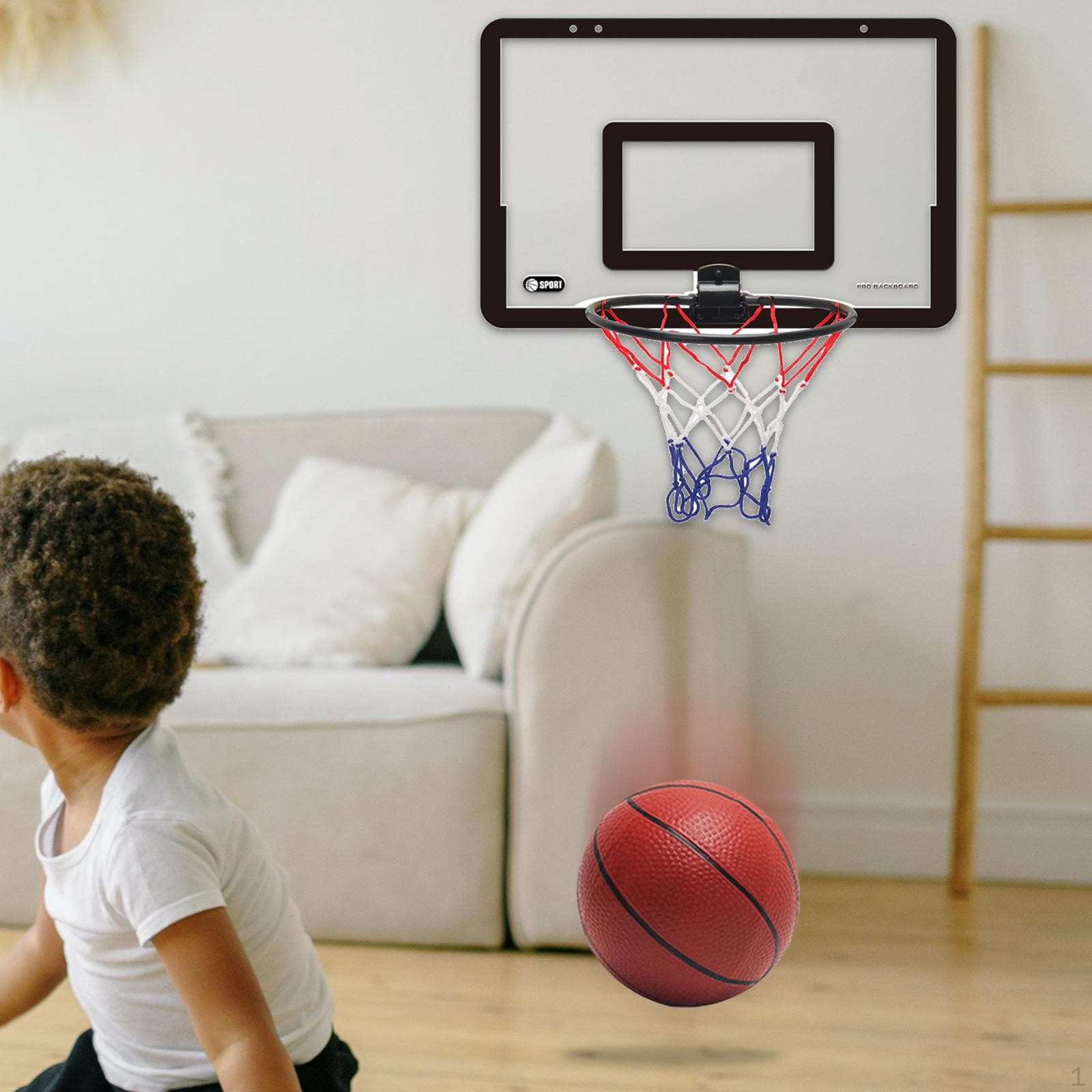 Innendørs Mini Basketball Hoop Leker Over Døren Leke Bursdagsgaver med pumpe for gutter Svart