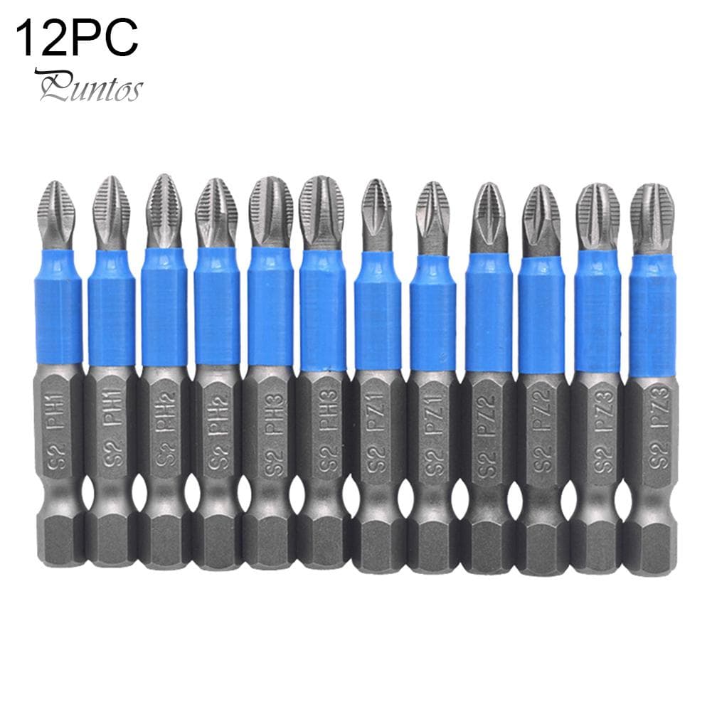 Puntos 12 stk Sklisikker magnetisk PH1 PH2 PH3 PZ1 PZ2 PZ3 Elektrisk skrutrekker borkrone