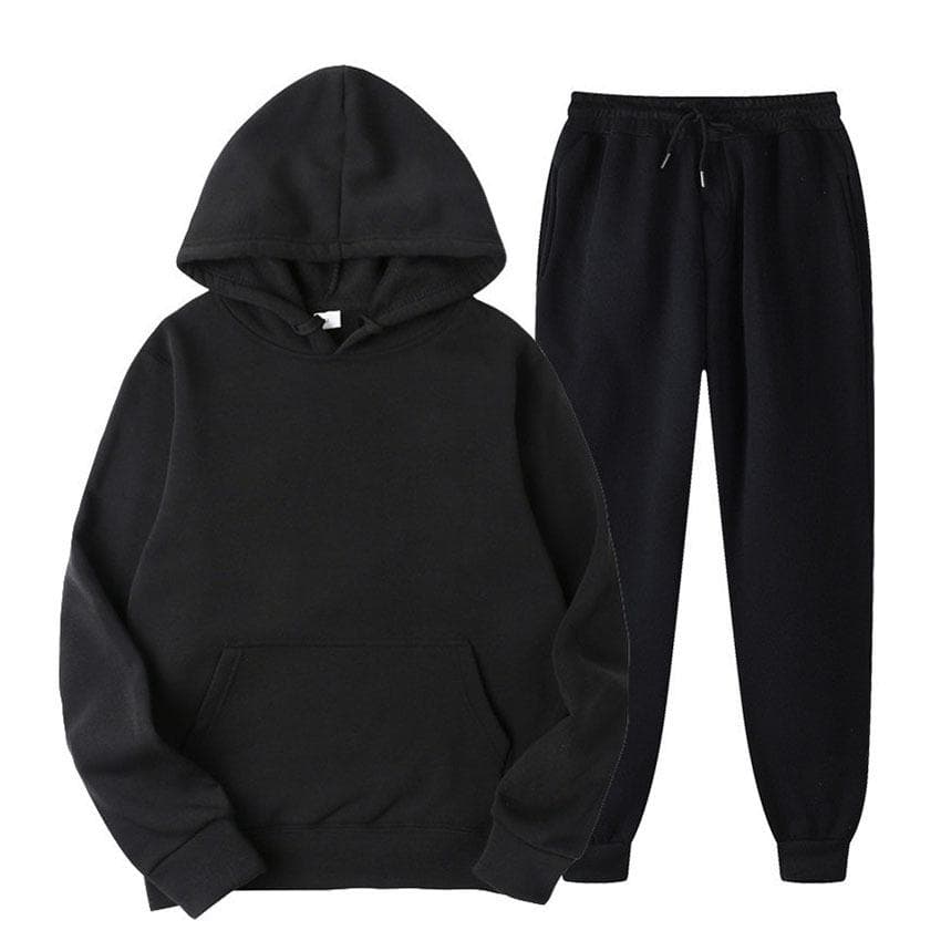 Ensfarget hettegensersett for menn Høst-vinter-fleece-hettegenser Todelt dress Plussstørrelser Sportsklær for menn Bukse-treningsdrakt cm Oransje
