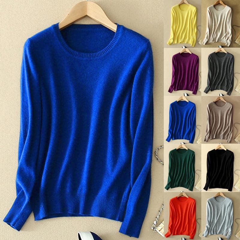 Koselig strikket genser for kvinner Cashmere genser Rund hals Fuzzy Slim Fit Rød Svart Ull cm Lilla
