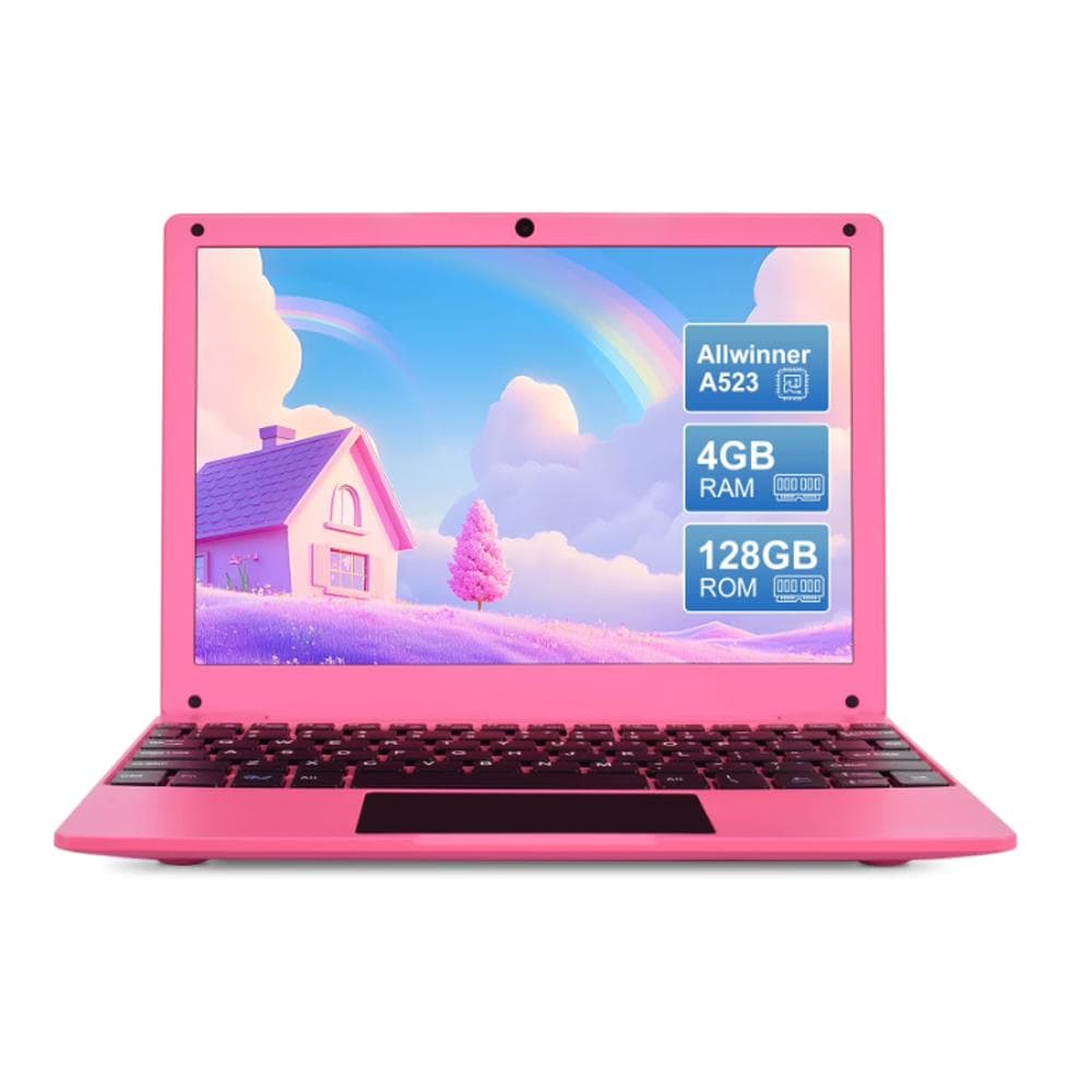 Ny 10,1-tommers Android 13.0 Bærbar datamaskin Bærbar Mini-laptop med Octa Core Allwinner A523 CPU 4 GB RAM 128 GB EMMC HD IPS Svart