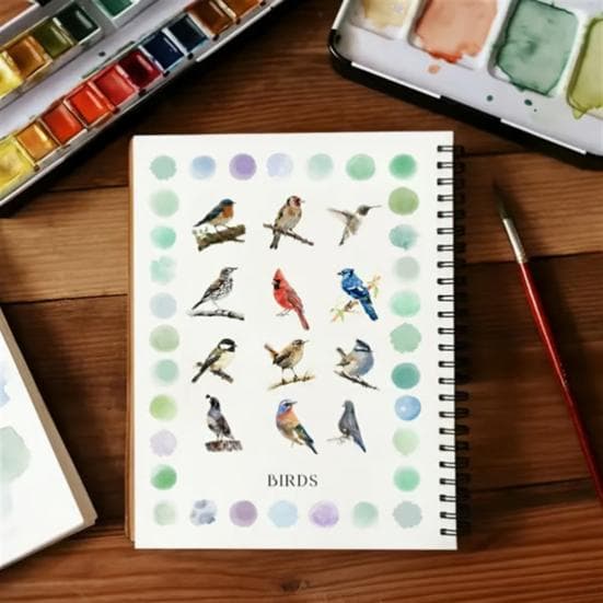 Aquarell Arbeidsbok Fargeleggingsbok Steg-for-steg Veiledninger for Dyr Blomster Nybegynnervennlig Malesett for Læring Stresslindring