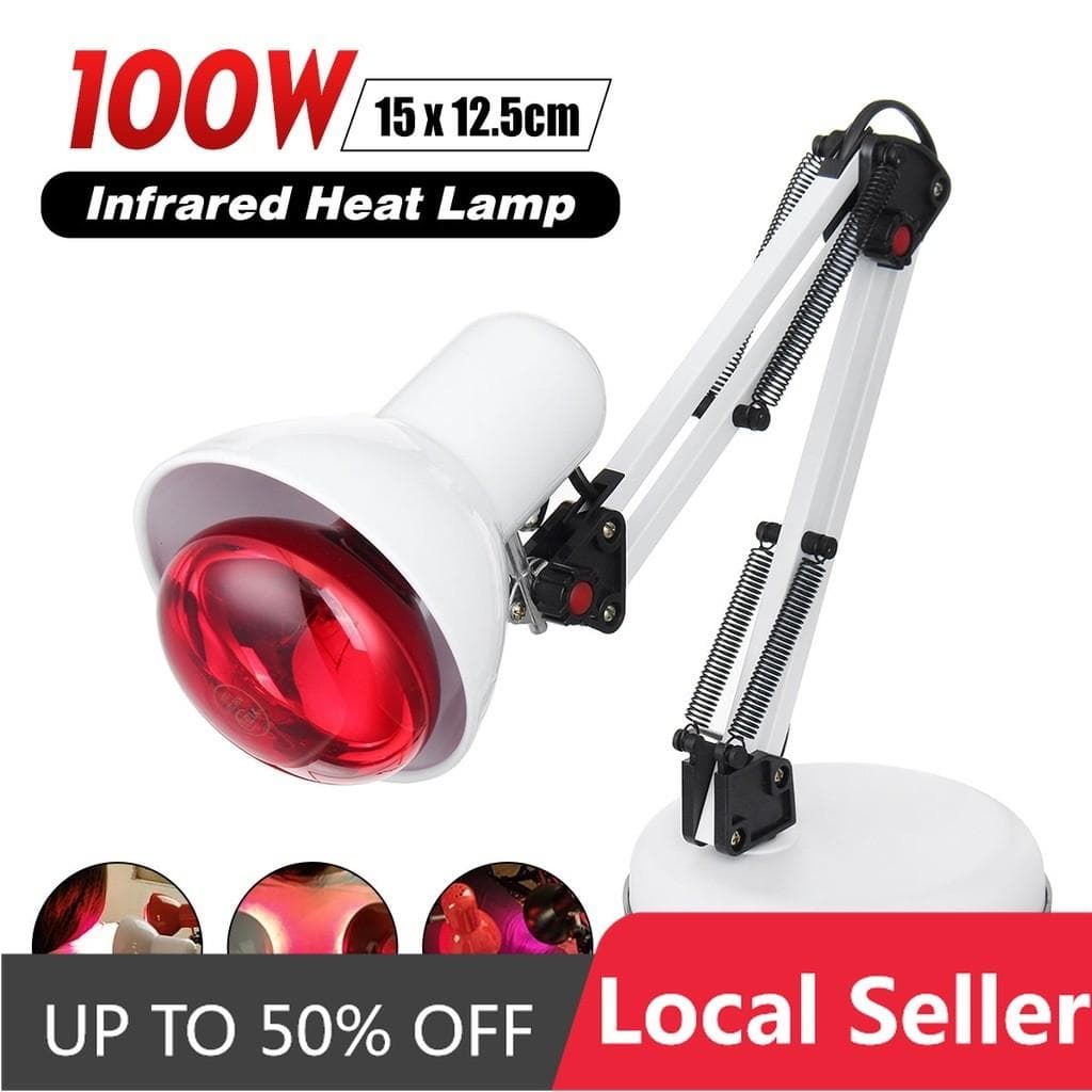 100W Varmebehandling Infrarød Lampe Smertelindring Fysioterapi Varmelys Massasje Helse Infra Care Skrivebord Gulvstativ 15 x 12,5cm