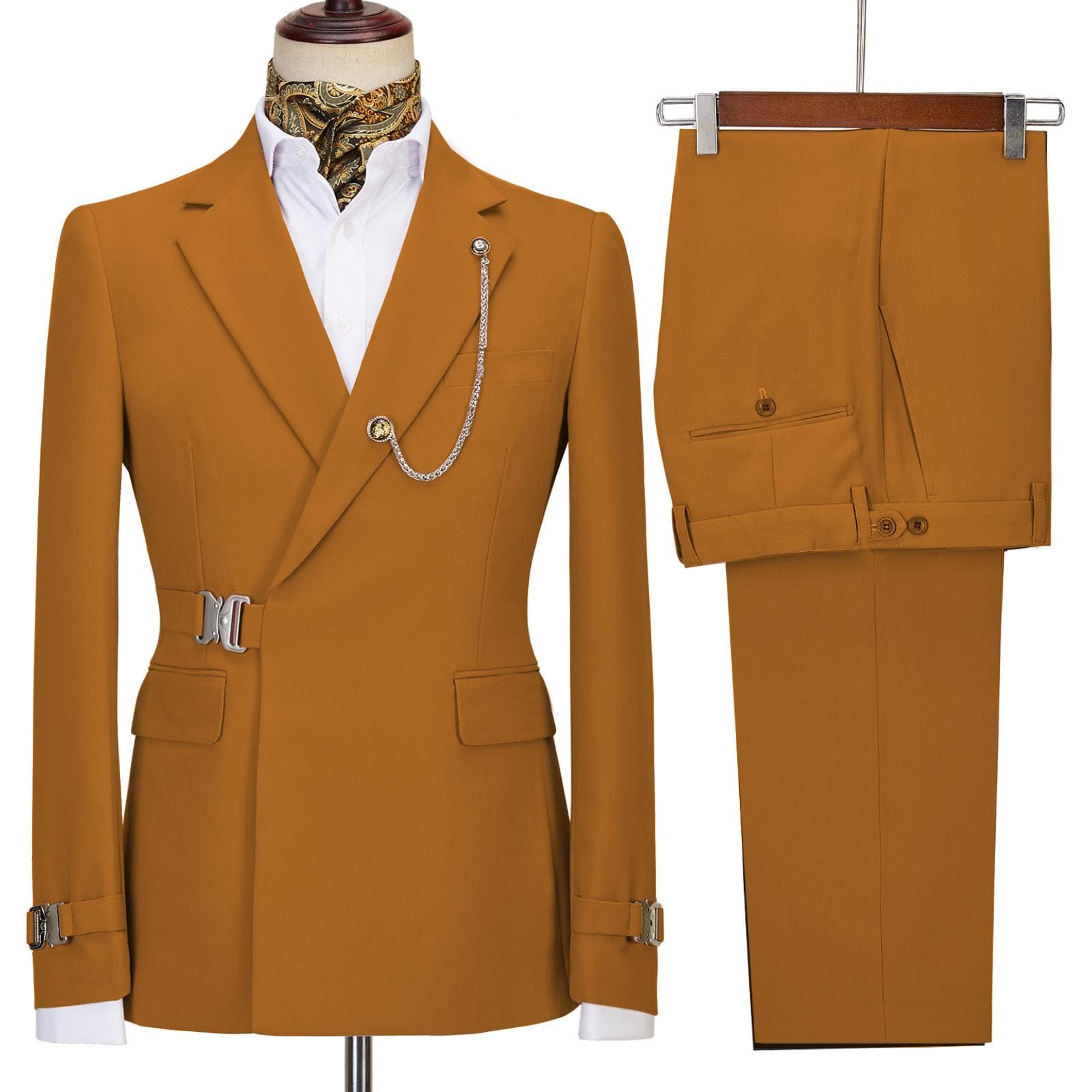 Herredresser Blazer Bukse Herrejakke Italiensk Designer Fest Bryllup Slim Fit To Deler Klær Revers Uten Tilbehør cm kaffe