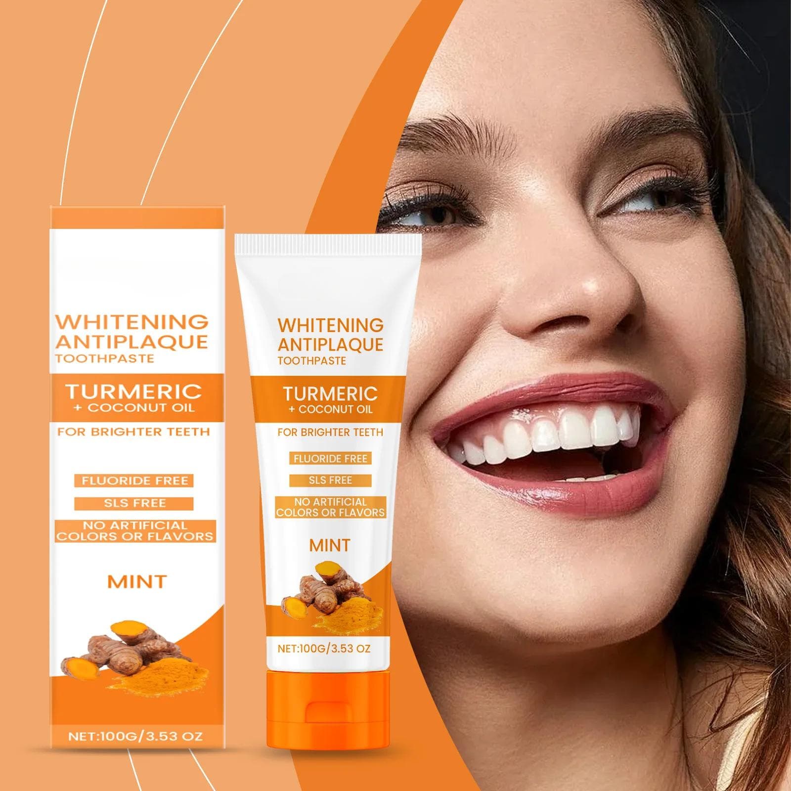 100g Gurkemeie Tannkrem Bleking av Tenner Fjerne Gule Tenner Reparere Dental Rengjøring Frisk Pust Lysne Tenner Tannkrem