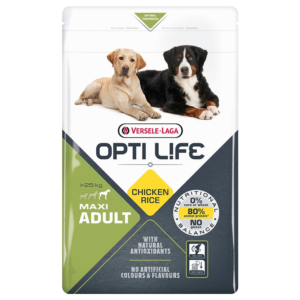 Økonomipakke: Opti Life hundefôr 2 x 12,5 kg - Adult Maxi