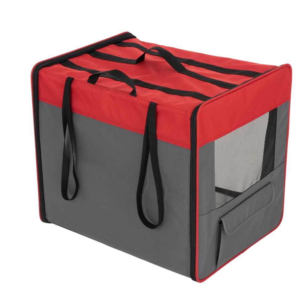 Transportabelt hundehus First Class Basic -  L: L 79 x B 53,5 x H 66 cm, grå/rød