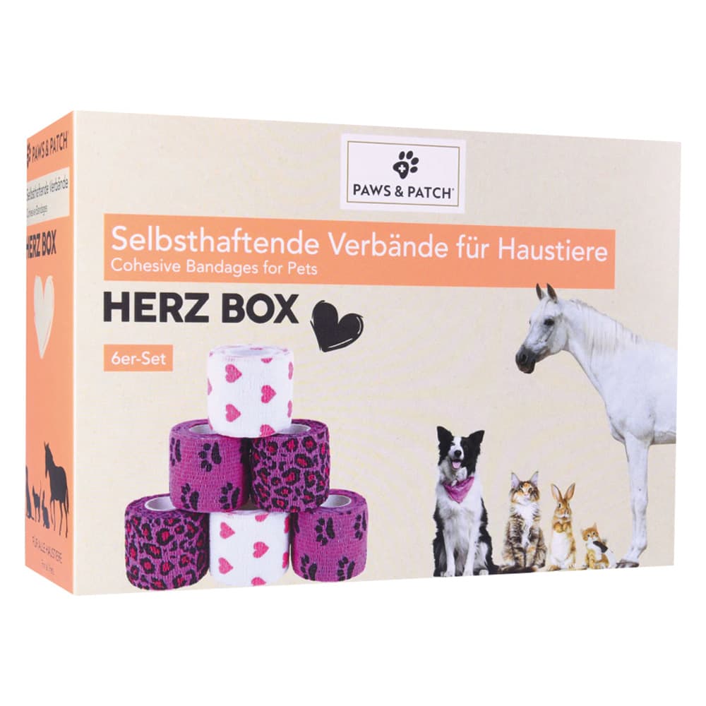 PAWS & PATCH selvklebende plaster - Boks hjerte, 6 ruller