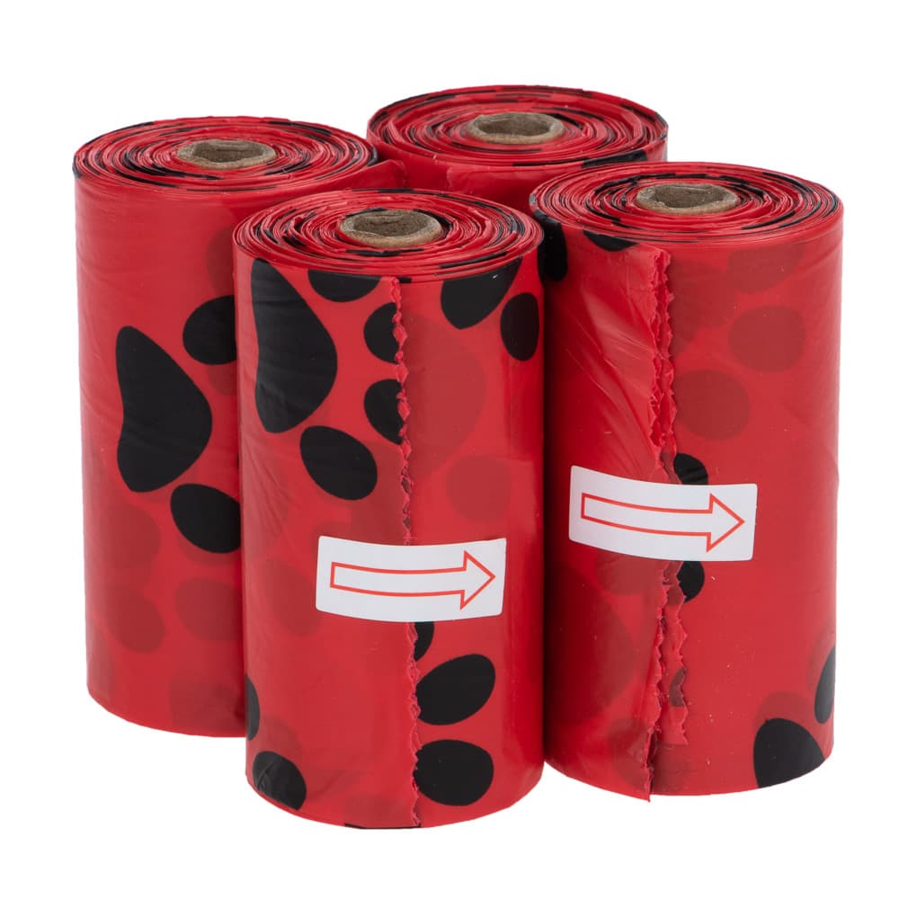 Hundepose med duft - 4 ruller à 15 Beutel rød, Rose