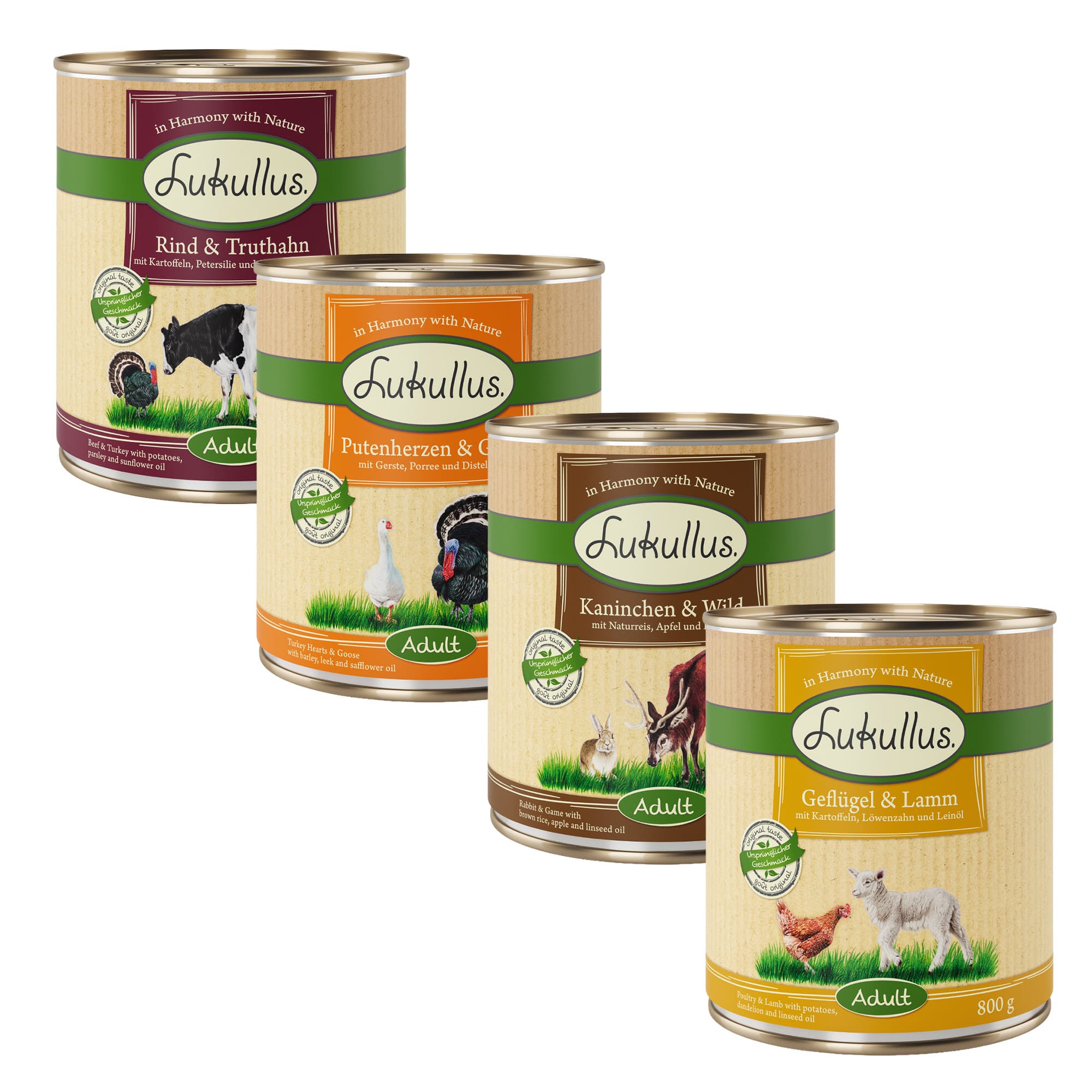 Økonomipakke Lukullus Naturkost 24 x 800 g - Variant III