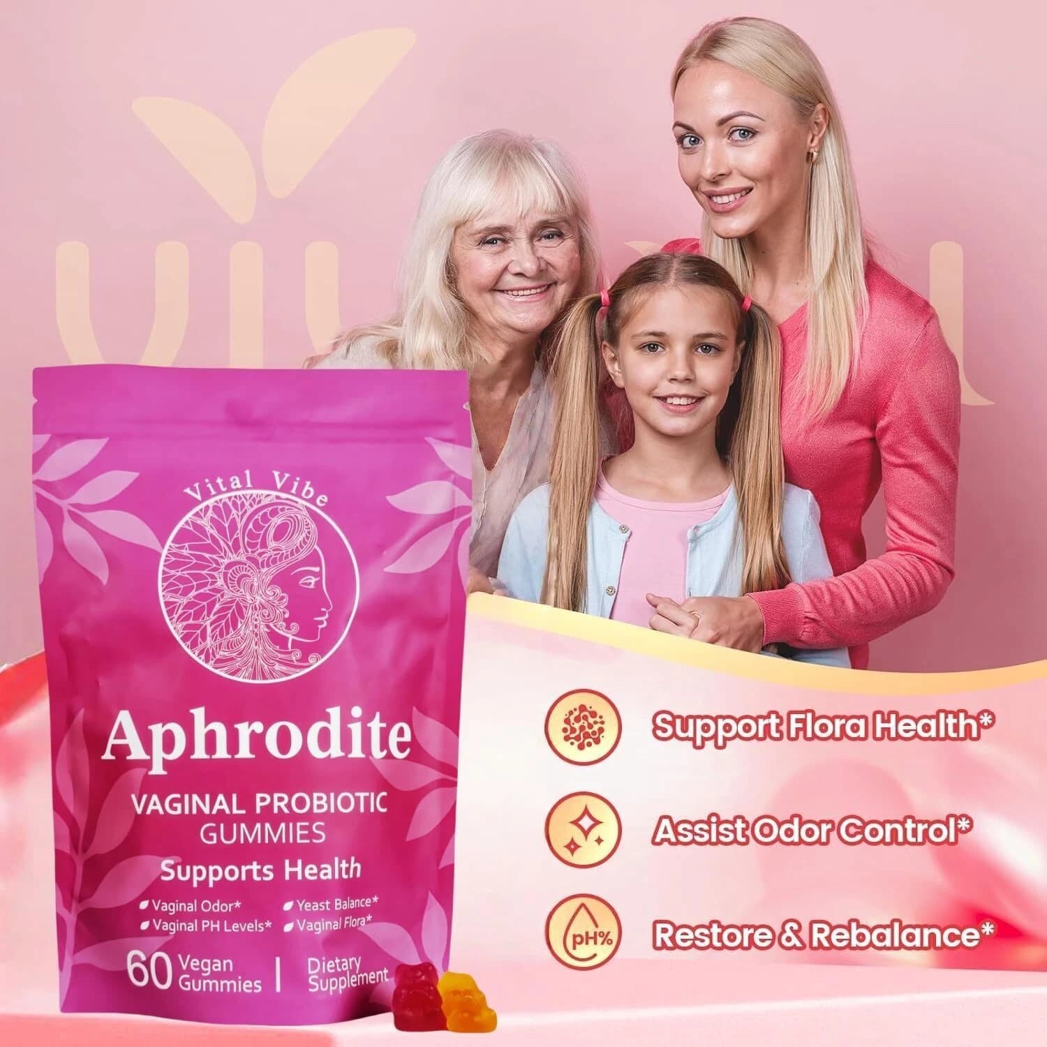 Vaginale Probiotiske Gummies, Kvinners Bio-Balans for Intimflora & Tarmhelse