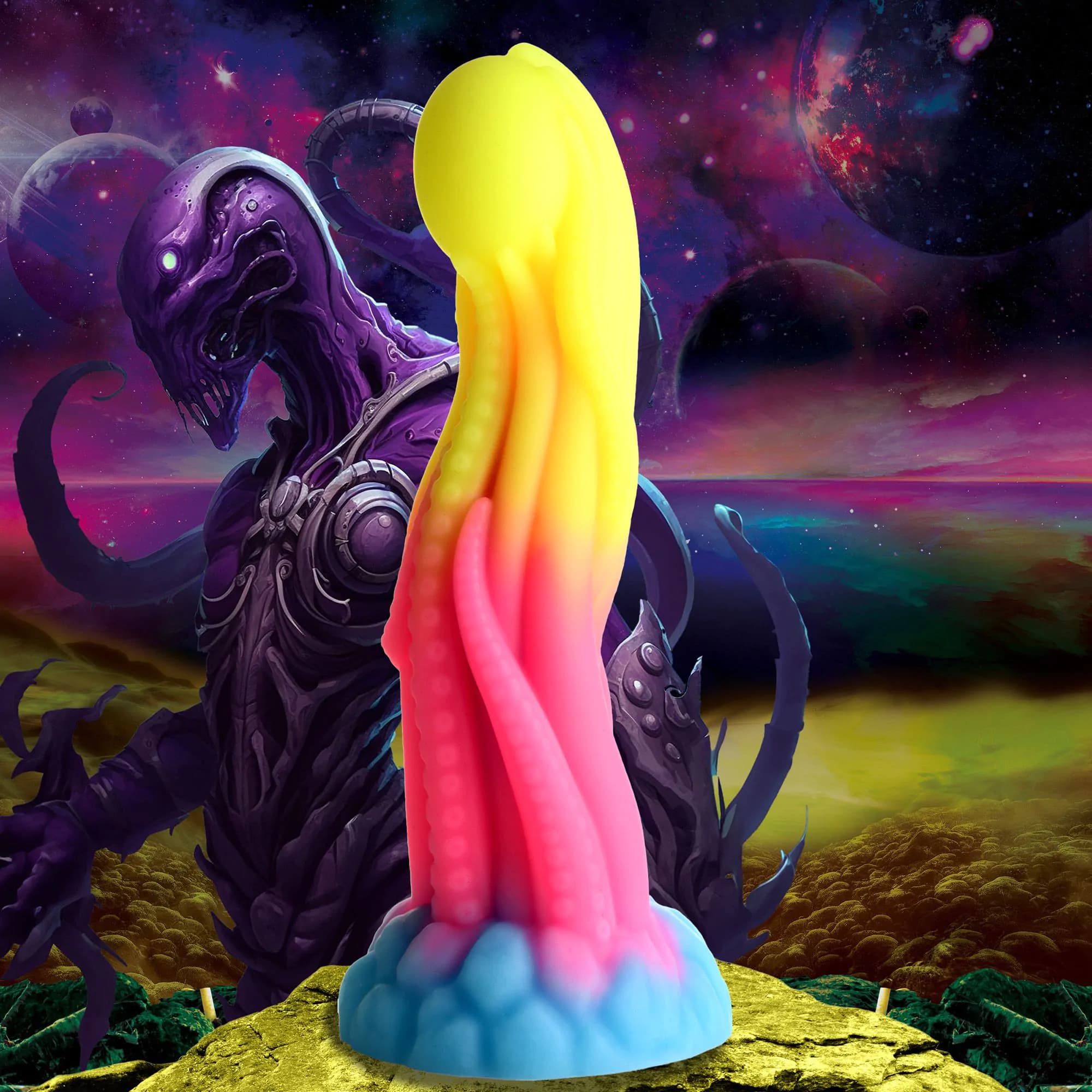 TentaGlow Fantasydildo - Glødende tentakeldildo i silikon