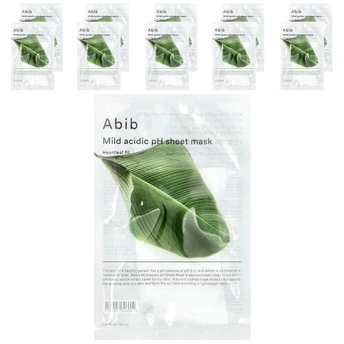 Abib, Mild sur pH-skjønnhetsmaske, 10 ark, 30 ml per stk.
