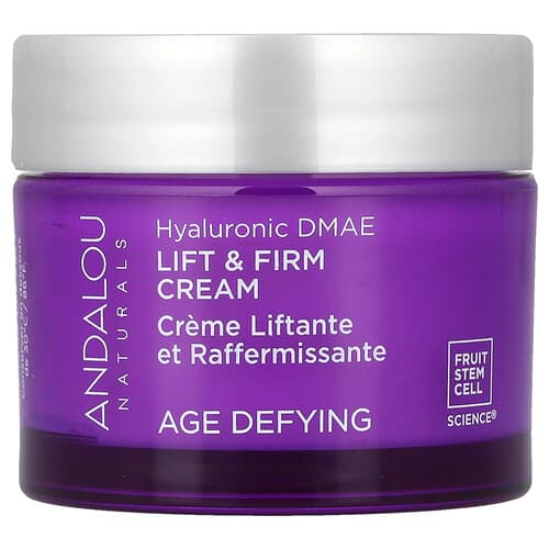 Andalou Naturals, Løftende og fasthetsgivende krem, hyaluronisk DMAE, alderstrossende, 1.7 oz (50 g)