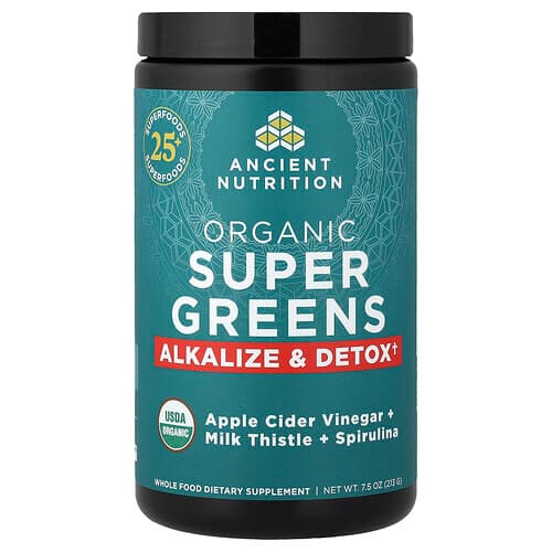Ancient Nutrition, Økologisk supergrønt, alkalisert og detox, 7.5 oz (213 g)
