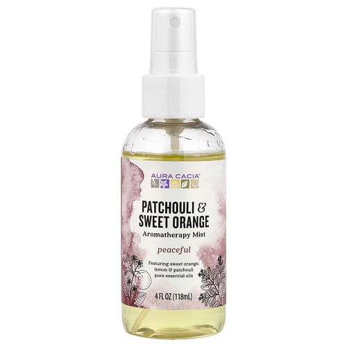 Aura Cacia, Aromaterapi-mist, patchouli og søt appelsin, 118 ml