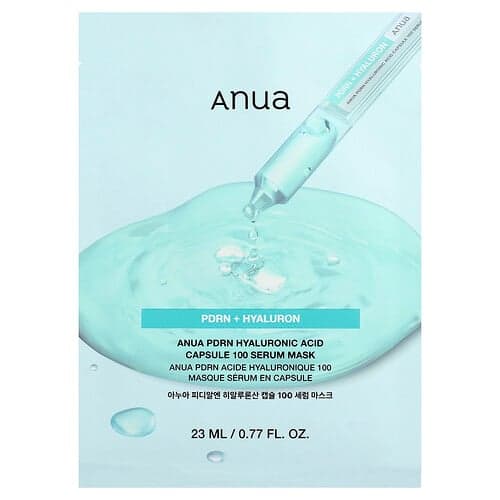 Anua, PDRN Hyaluronsyrekapsel 100 Serum Skjønnhetsmaske, 1 ark, 23 ml