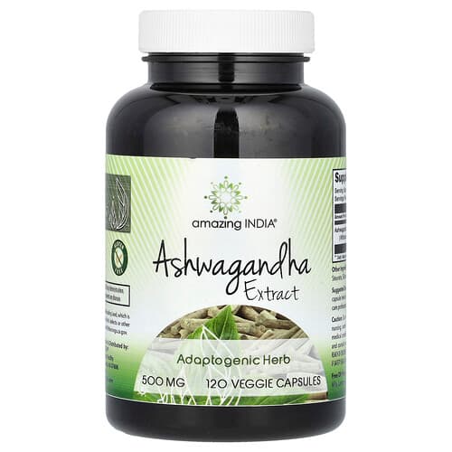 Amazing India, Ashwagandha-ekstrakt, 500 mg, 120 vegetarkapsler